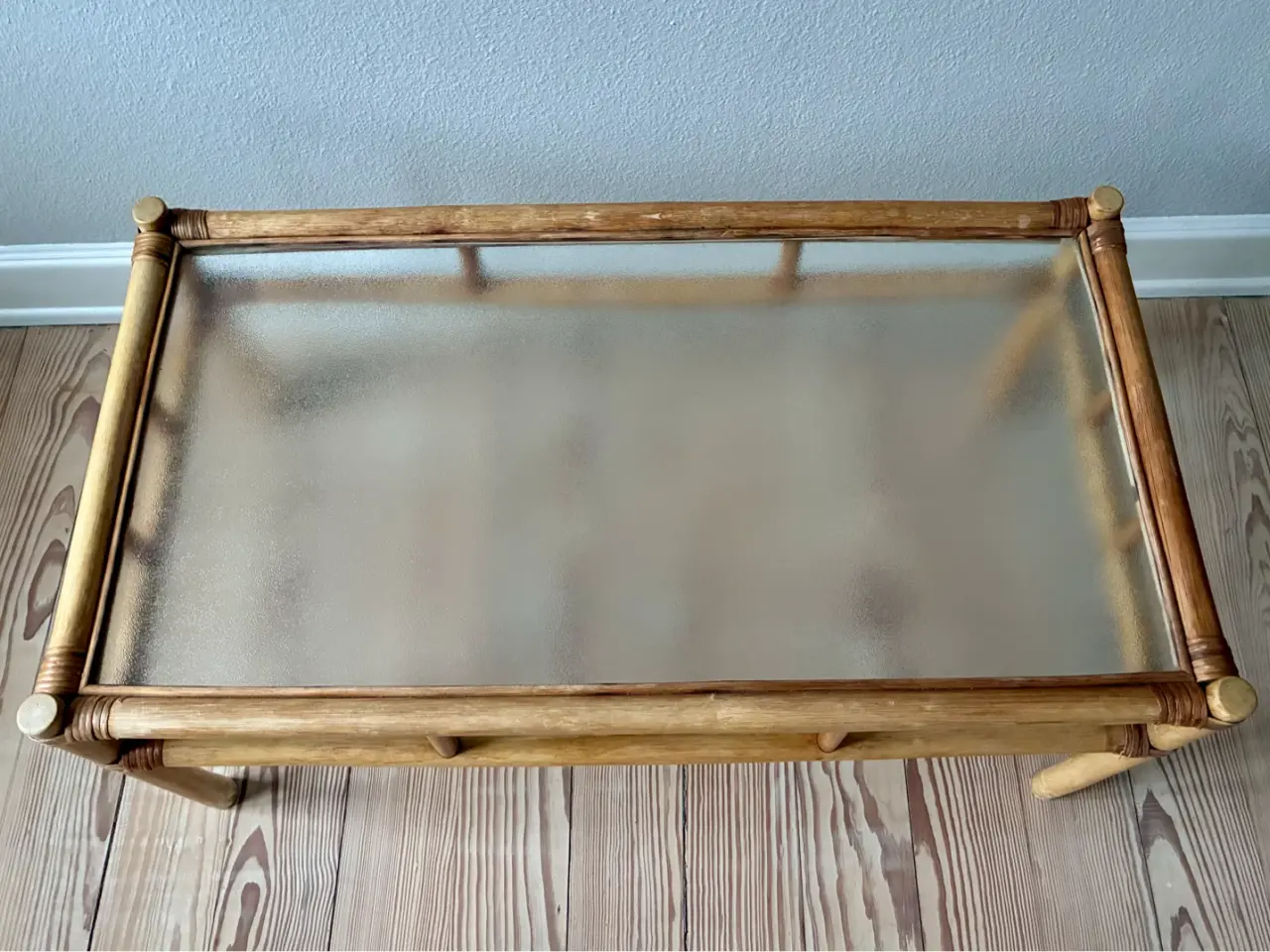 Billede 5 - Flot vintage bambus sofabord med råglasplade