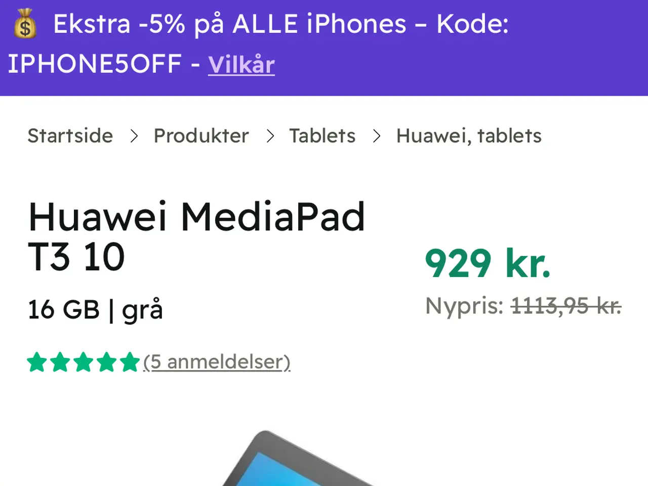Billede 6 - Tablet - Huawei MediaPad T3 10 - 9,6"
