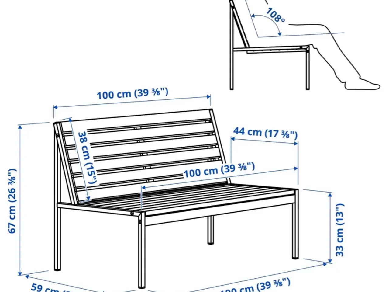 Billede 5 - Bænk med ryglæn 100 cm