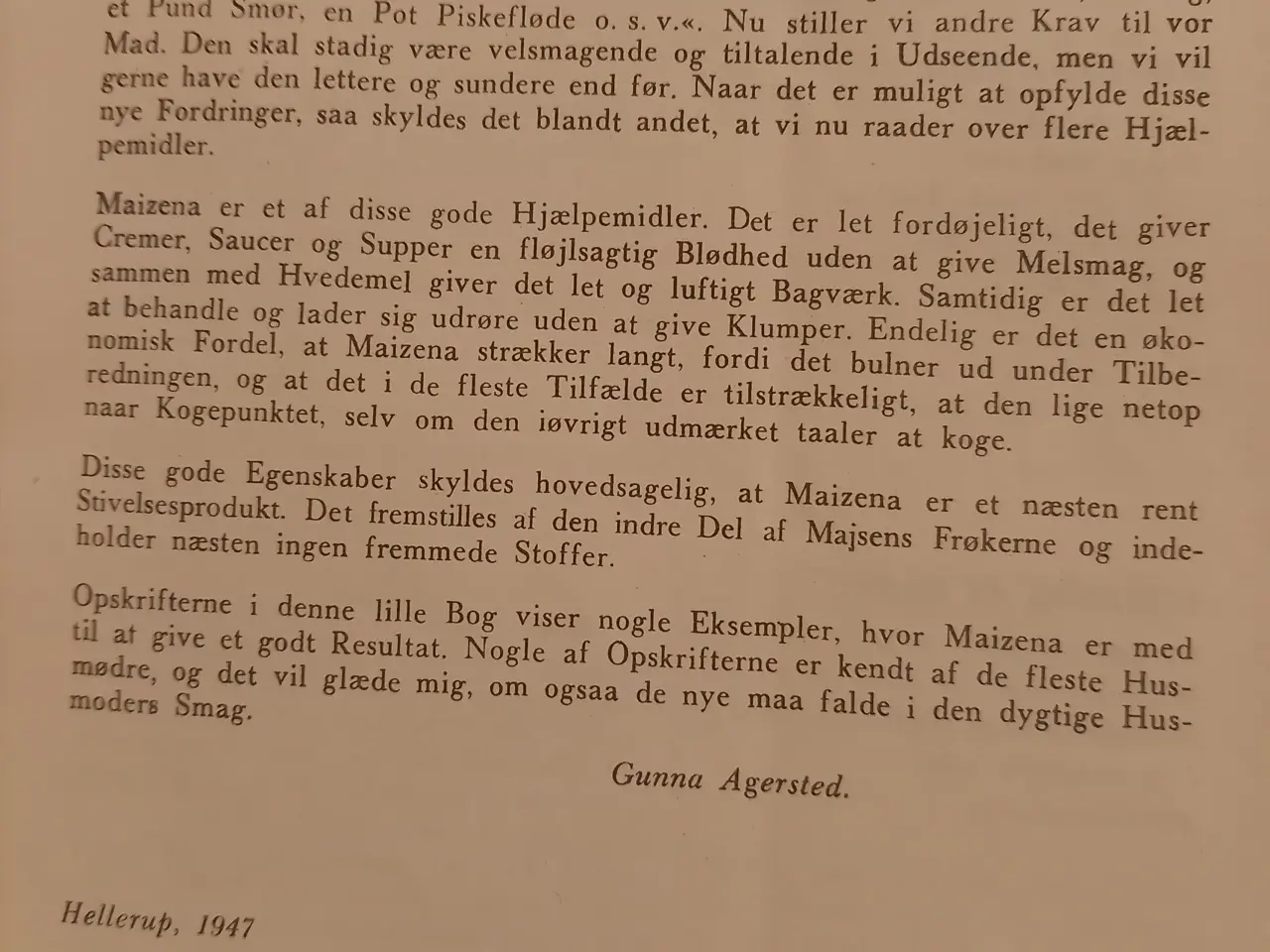 Billede 2 - Maizena Kogebog af Gunna Agersted fra 1947