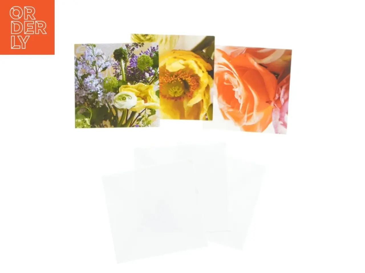 Billede 1 - Blomsterkort sæt fra Hjerteforeningen (str. 3 stk 12,5x12,5 cm)