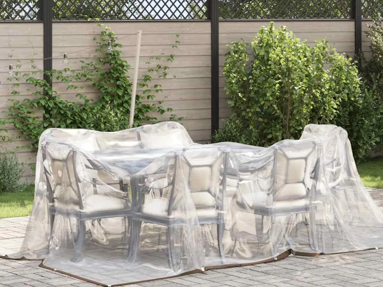 Billede 2 - Klar presenning med øjer 3 × 3 m - polyethylen, transparent/sort