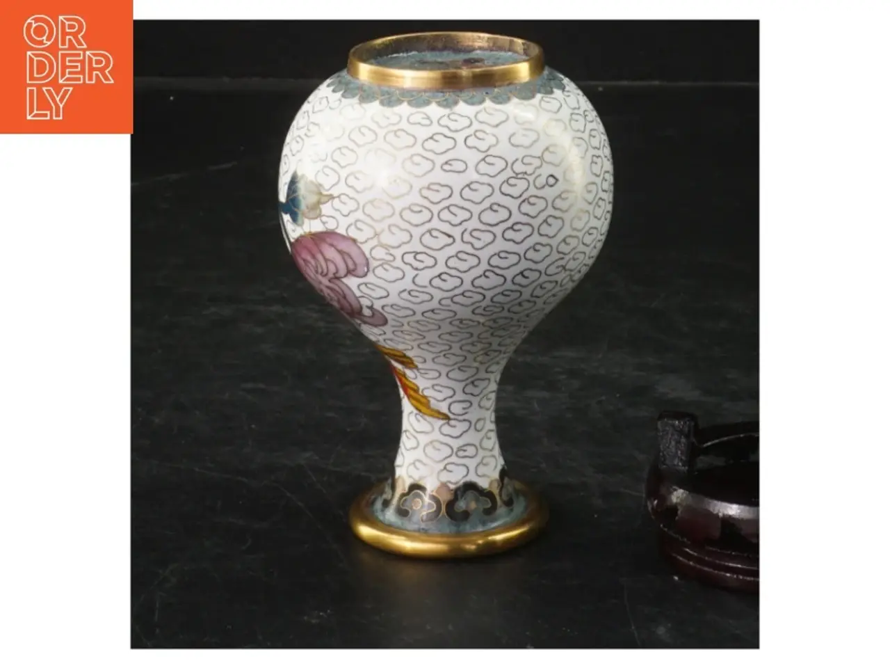 Billede 2 - Cloisonne emalje vase på stand (str. 10x7 cm)