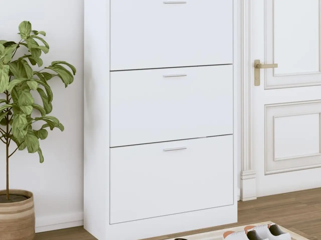 Billede 1 - Skoskab 63x24x103 cm konstrueret træ hvid