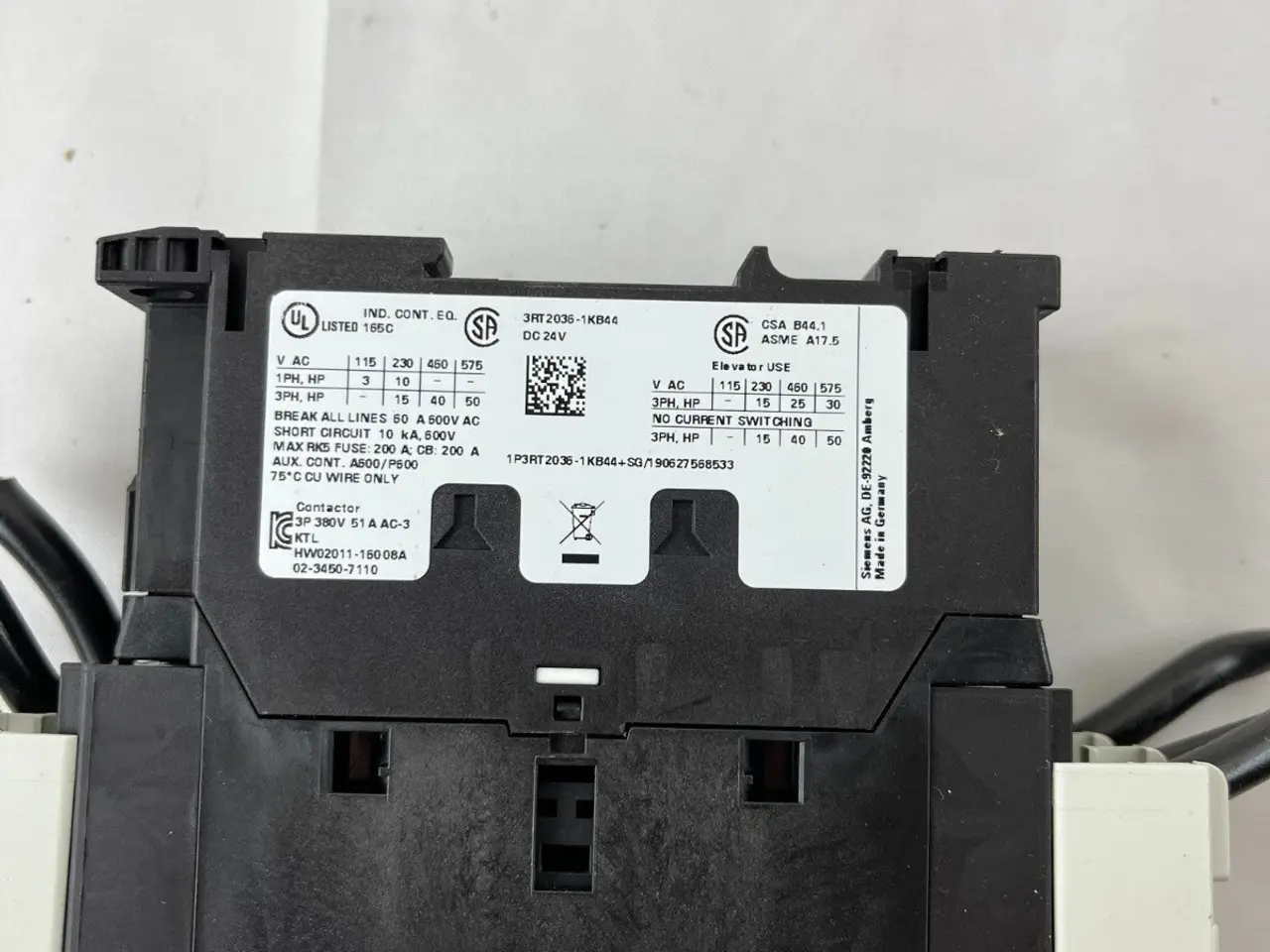 Billede 7 - Siemens 3RT2036-1KB40 kontaktor 24VDC w Aux
