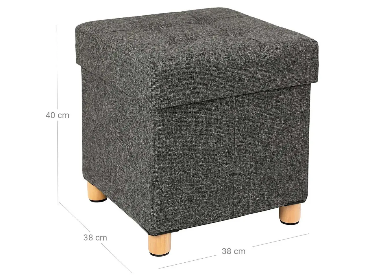 Billede 7 - Puf med opbevaring sammenklappelig kube, mørkegrå, 38×38×40 cm