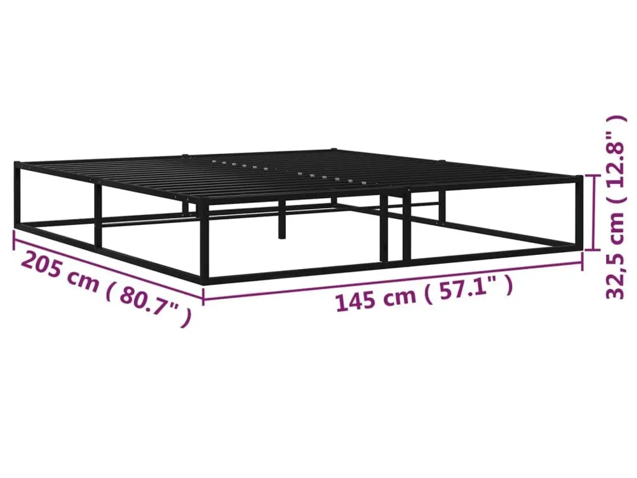 Billede 7 - Sengestel i metal 140 x 200 cm - sort sengeramme med lamelbund