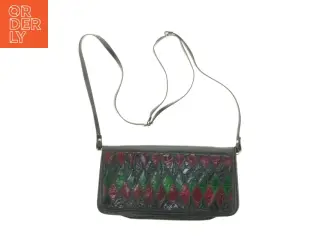 Sort vintage skuldertaske i læder (str. 29 x 15 cm)