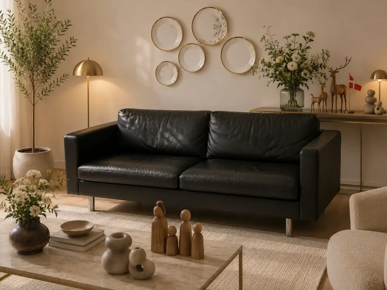 Billede 1 - Mogens Hansen MH321 3 Pers.Sofa i sort semianilin.
