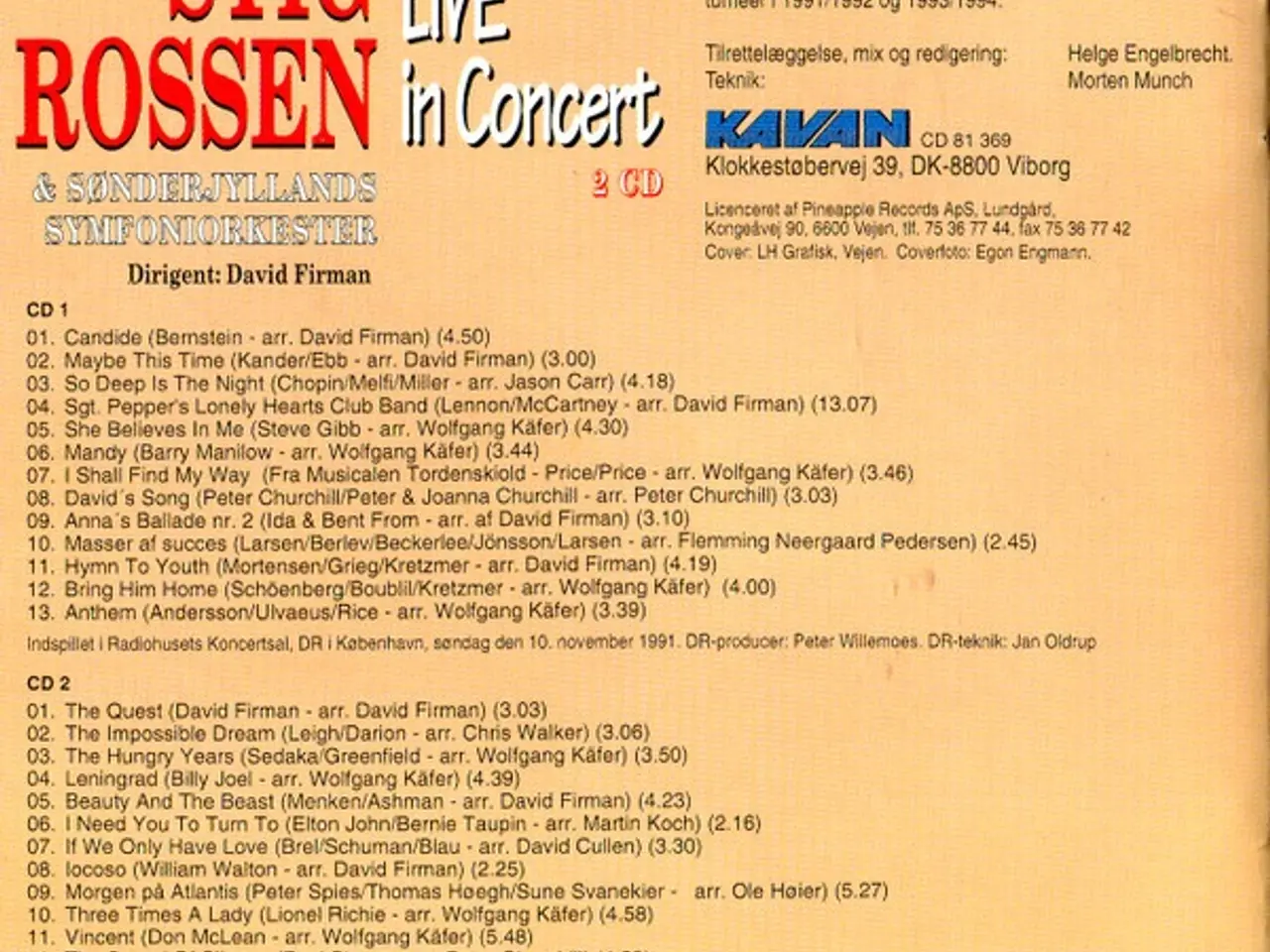 Billede 2 - Stig Rossen &… – Live In Concert – 2CD