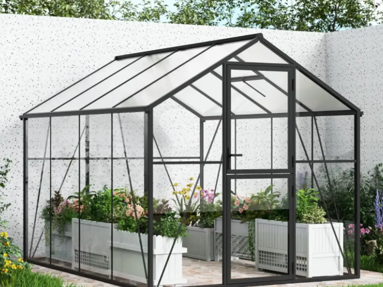 Billede 3 - Drivhus Premium Sort 307 cm - Glas/Polycarbonat 7m2