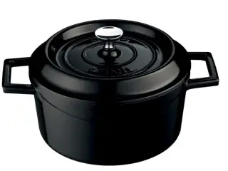 Støbejernsgryde med låg – 32 cm – sort