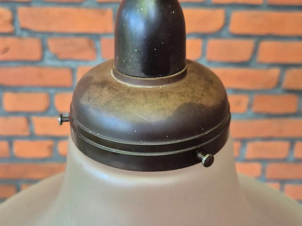 Billede 7 - Flot retrolampe i gråtonet glas