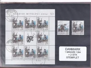 Danmark - Miniark 1384 + enkeltmærker - Stemplet