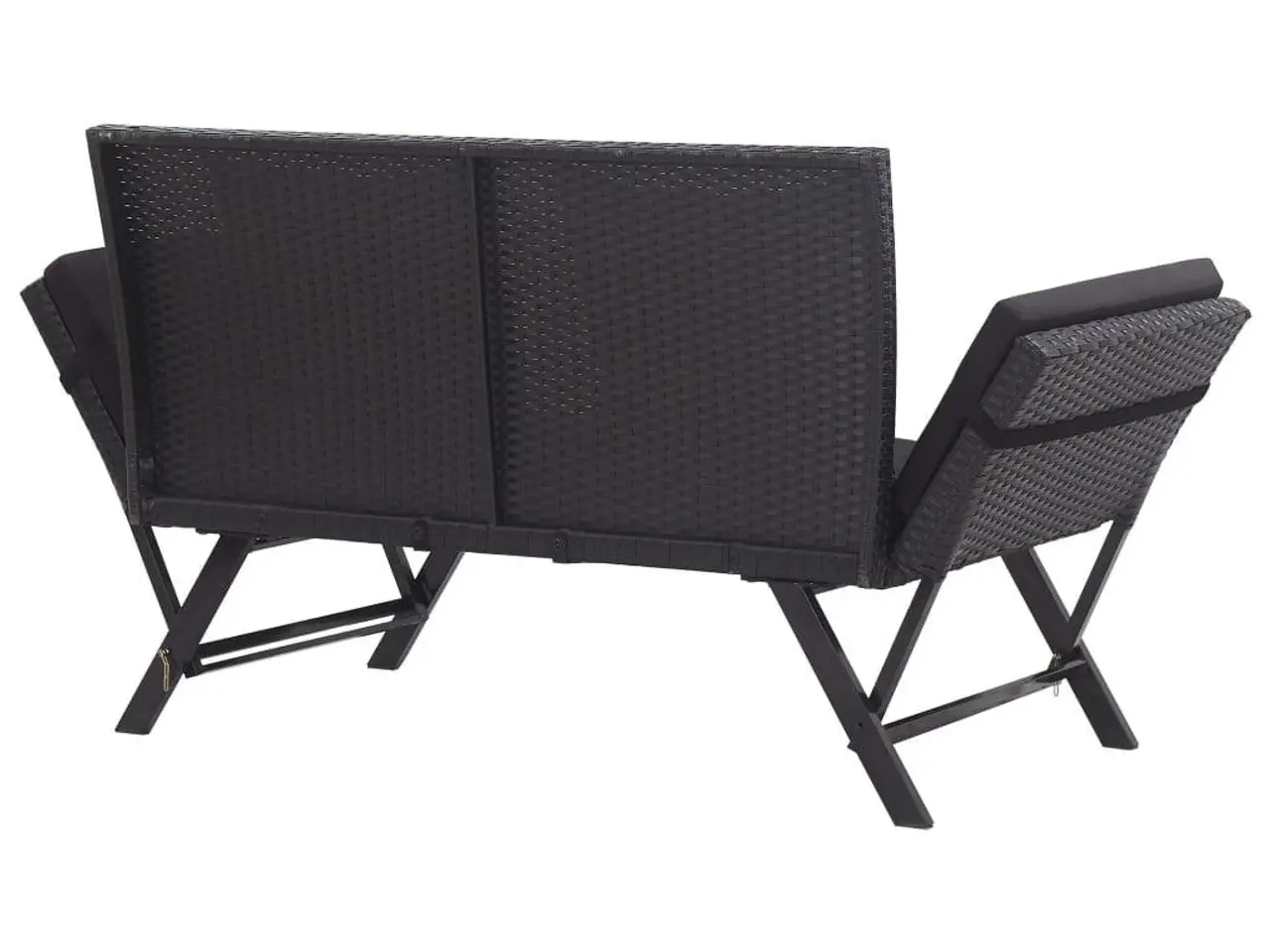 Billede 4 - Havebænk med hynder 176 cm i polyrattan - sort