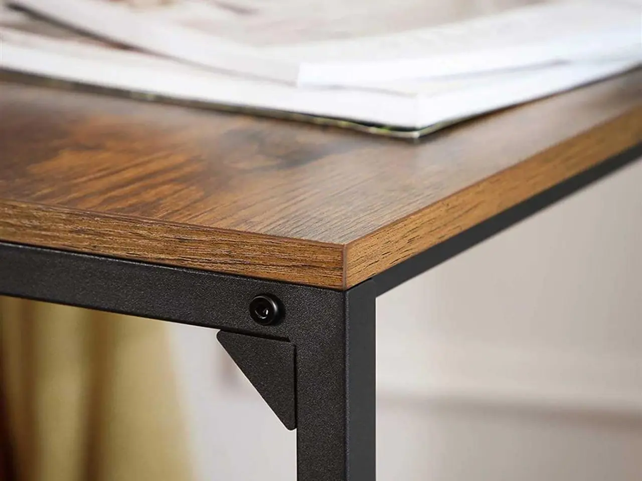 Billede 6 - Sofabord på hjørnet sidebord i industrielt look, rustik brun/sort, 55 × 35 × 66 cm