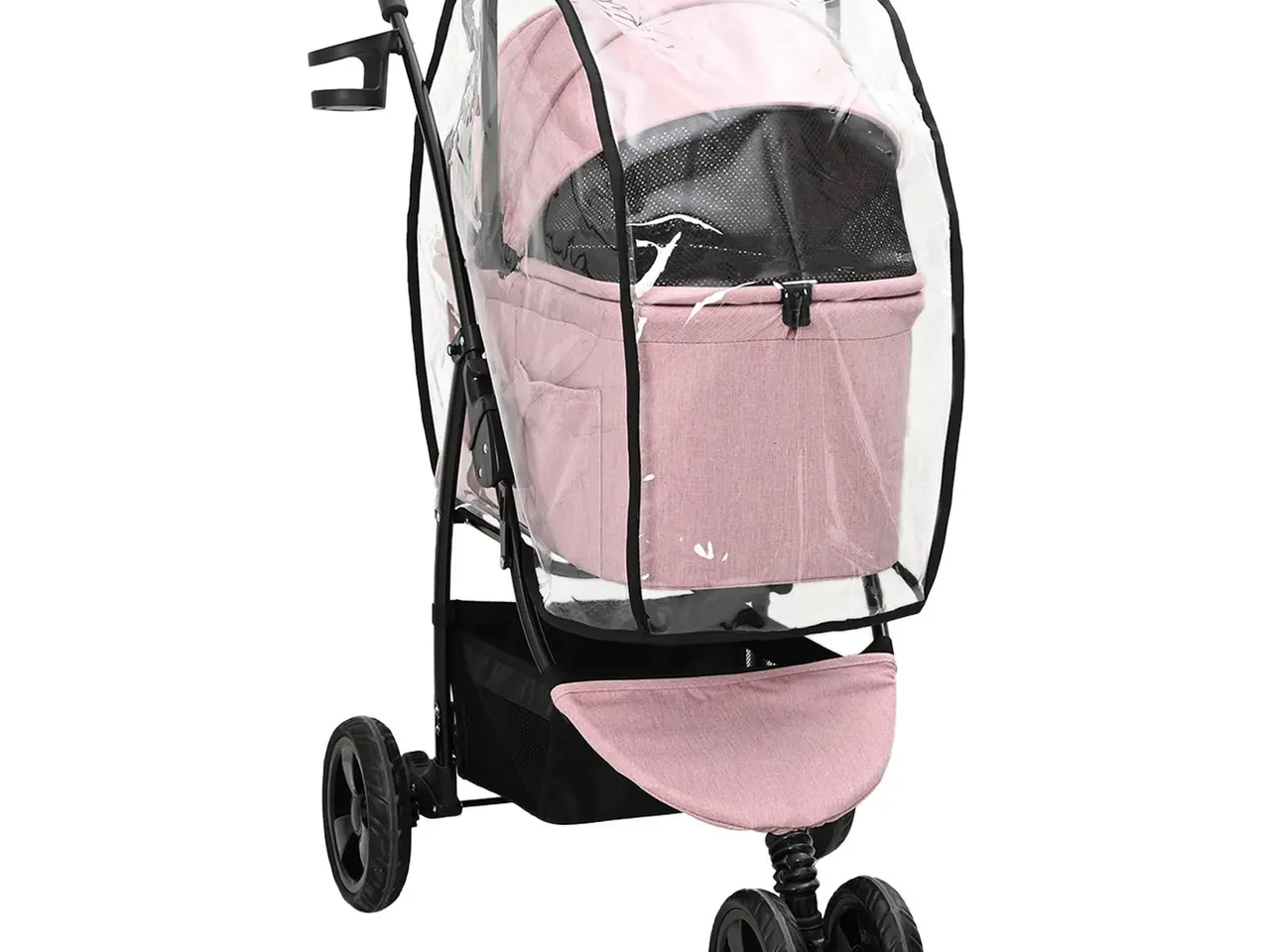 Billede 1 - Sammenklappelig kæledyrsvogn - lyserød, polyester 78 × 54 × 101 cm