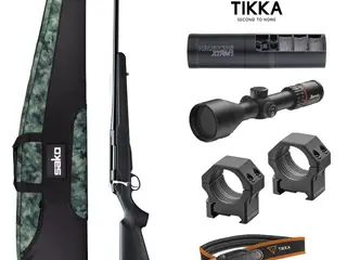 Tikka T3X Lite gevind 15/1 incl. kikkert, foderal og lyddæmper-308 Win