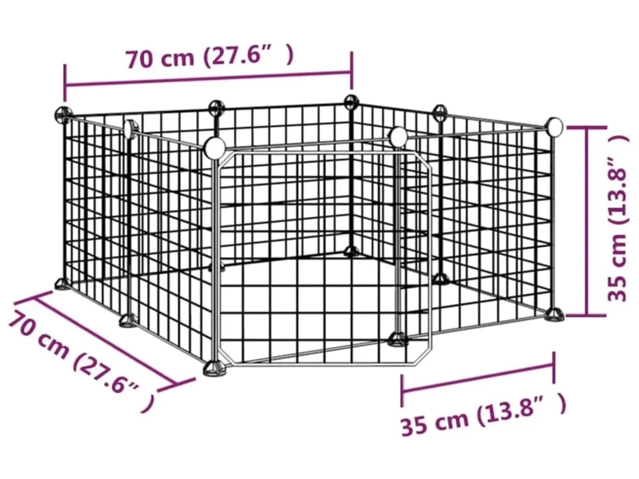 Billede 8 - Kæledyrsbur med 8 paneler og dør - sort stål 35 × 35 cm