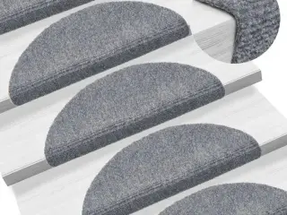 Trappemåtter selvklæbende 15 stk. 56x17x3 cm lysegrå halvrunde