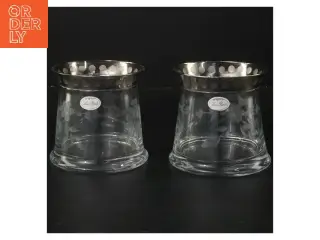 Glas vaser med metal bånd fra Lene Bjere (str. Ø 9 cm længde 9 cm)