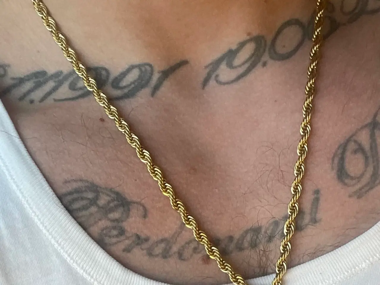 Billede 1 - 5mm 14kt goldfilled rope chain med unikt kors 