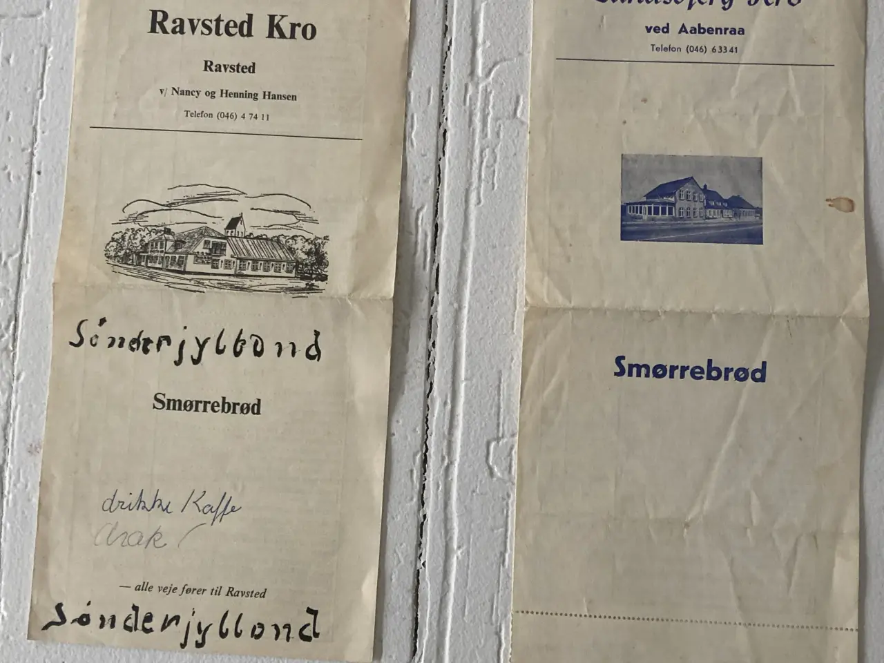 Billede 1 - 2 gl. Smørrebrødssedler fra 60`erne