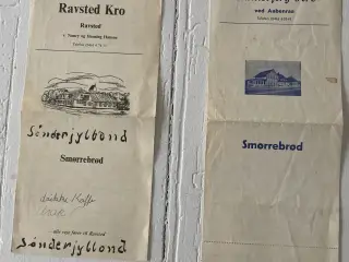 2 gl. Smørrebrødssedler fra 60`erne