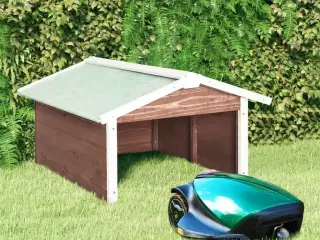 Skur til robotplæneklipper 72x87x50 cm fyrretræ brun og hvid