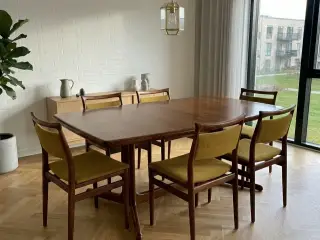 Mid Century Palisander spisebord m. udtræk – 2 ind