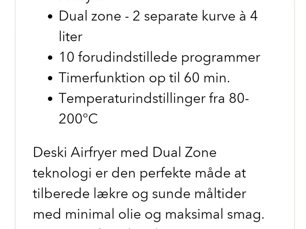 Billede 2 - Deski Airfryer dobbelt kurv 2x 4 l.