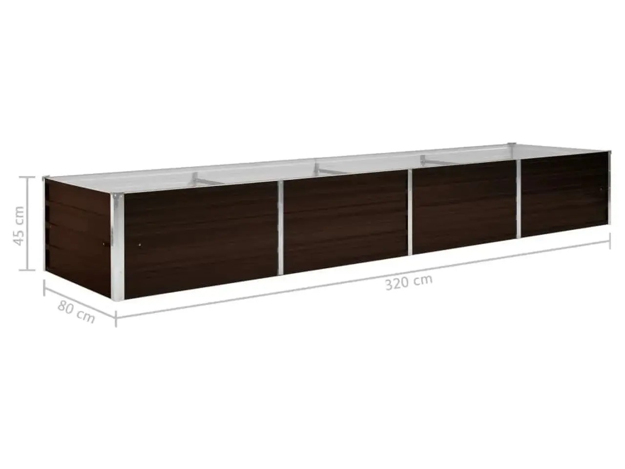 Billede 6 - Hævet plantekasse 320x80x45 cm galvaniseret stål brun