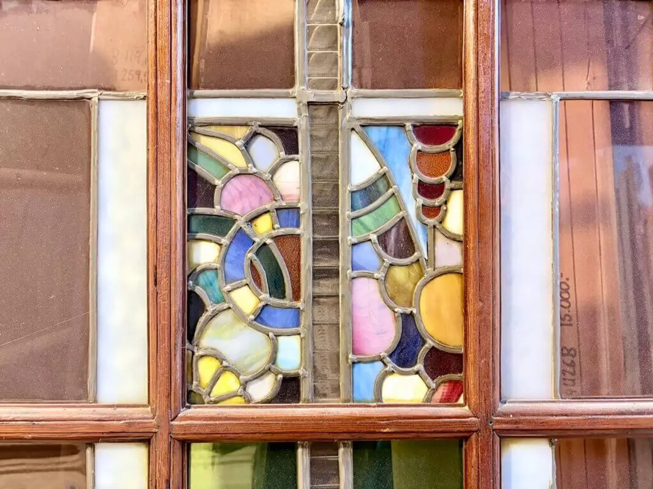 Billede 5 - Unik, dobbelt skydedør m. blyindfattede glas
