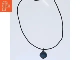 Simple black cord necklace with blue pendant (str. 60 cm)