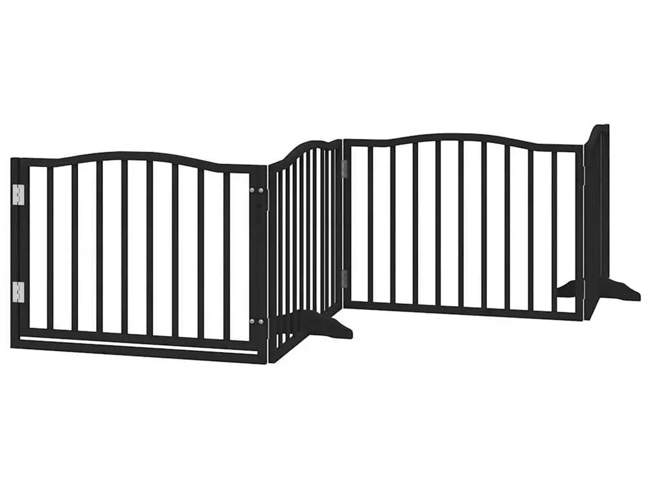 Billede 2 - Hundegitter med dør, foldbar, 4 paneler, sort, 320 cm, poppeltræ
