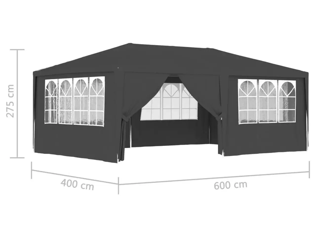 Billede 9 - Festtelt med sidevægge 4×6 m - 90 g/m² PE, antracitgrå