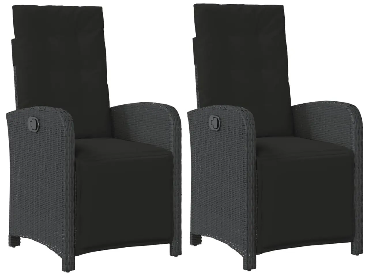 Billede 2 - Havestole 2 stk. med lænefunktion og fodstøtte - polyrattan, sort