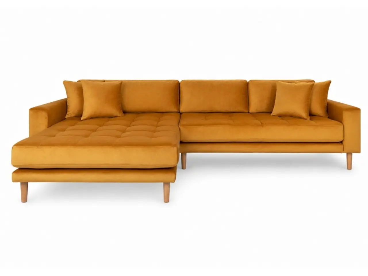 Billede 1 - Lido - Venstrevendt Chaiselongsofa - Sennepsgul velour