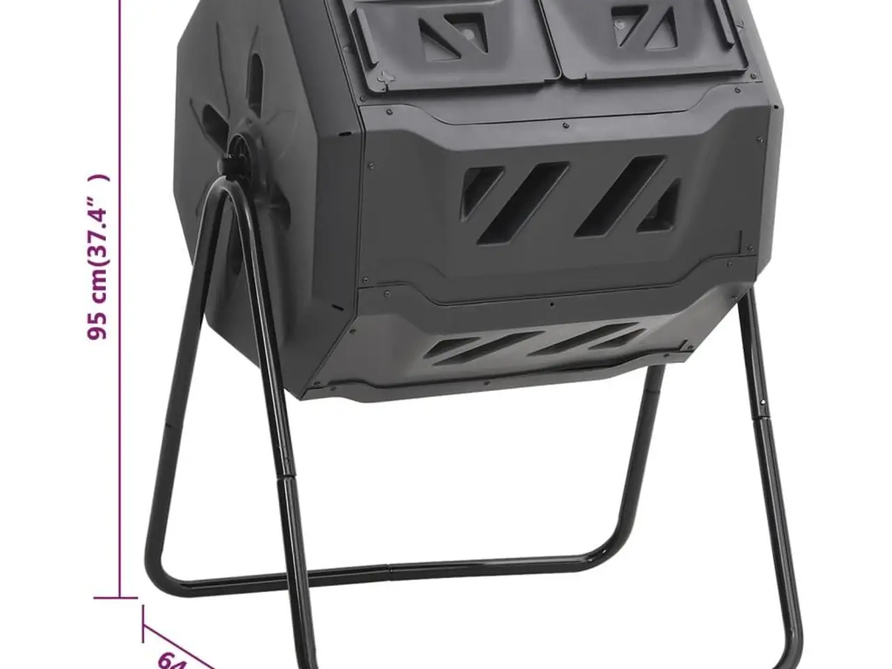 Billede 7 - Kompostbeholder til have - 160 l, 73×64×95 cm, sort