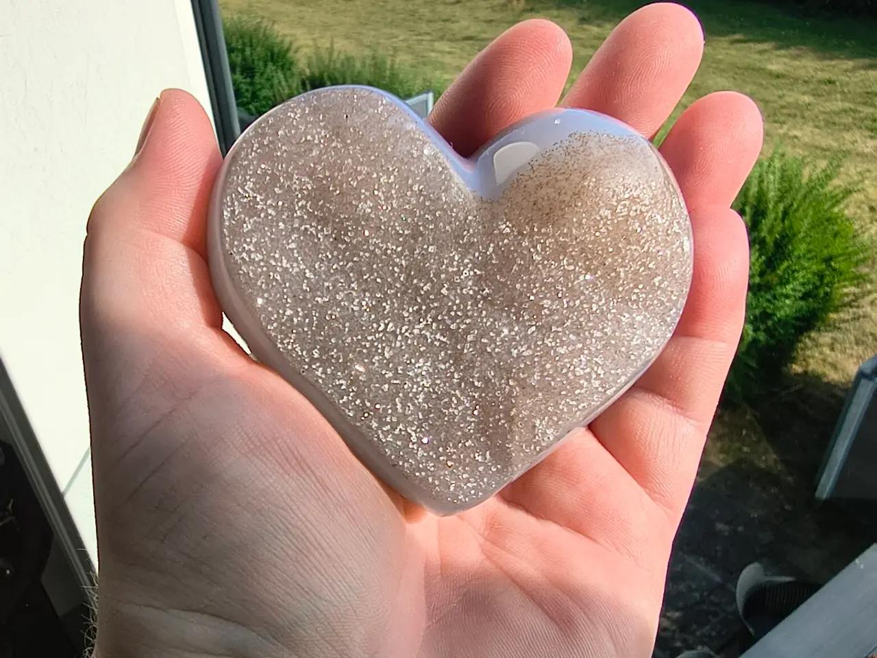 Billede 7 - Stort agat hjerte med druzy