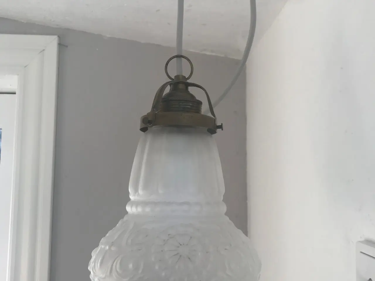 Billede 1 - Gammel Loftlampe messing og glas