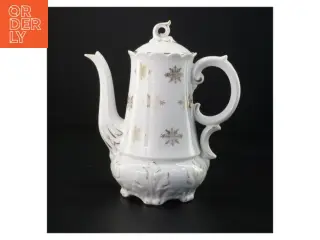 Antik kaffekande i hvidt porcelæn med guld, Bing & Grøndahl (str. 24 x 13 cm)