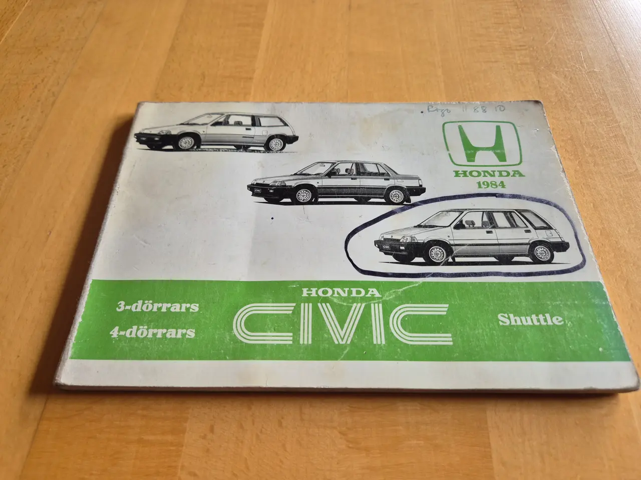 Billede 1 - Instruktionsbog HONDA CIVIC.