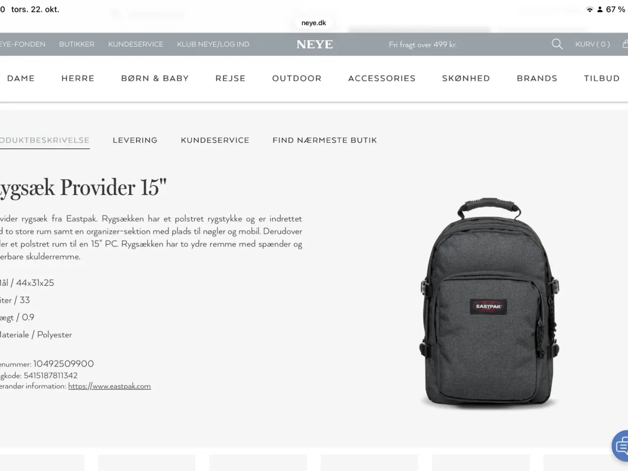 Billede 14 - Eastpak rygsæk/ skoletaske 33L 