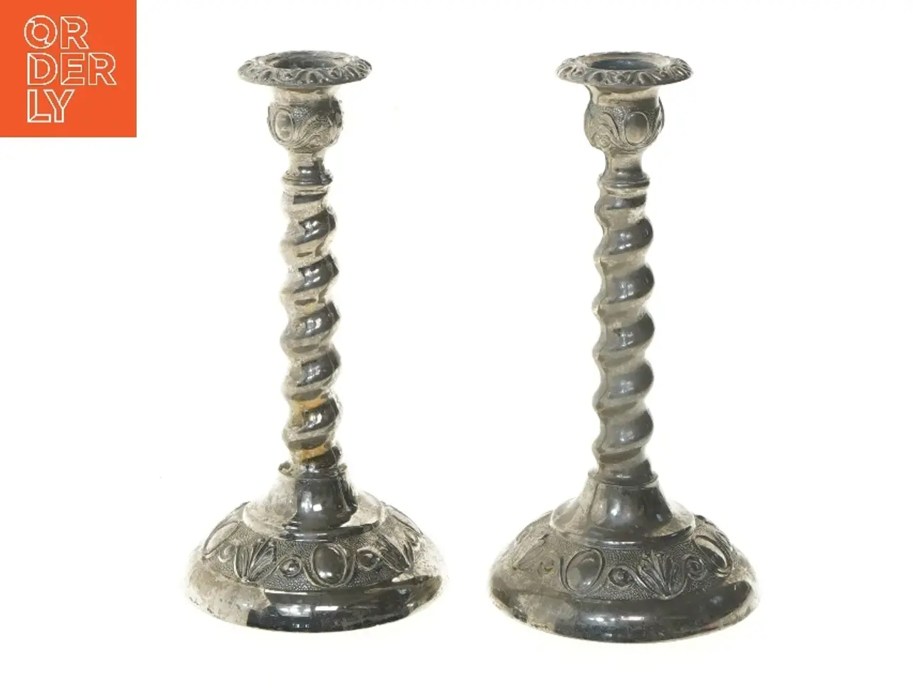Billede 1 - Antikke lysestager (str. 19,5 cm)