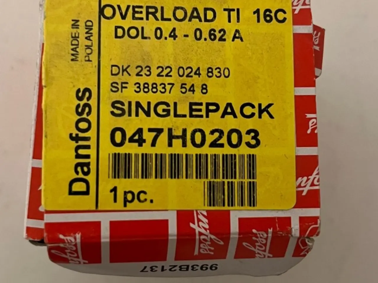 Billede 1 - Danfoss Overload relæ TI16C 047H0203 DOL 0.4-0.62A