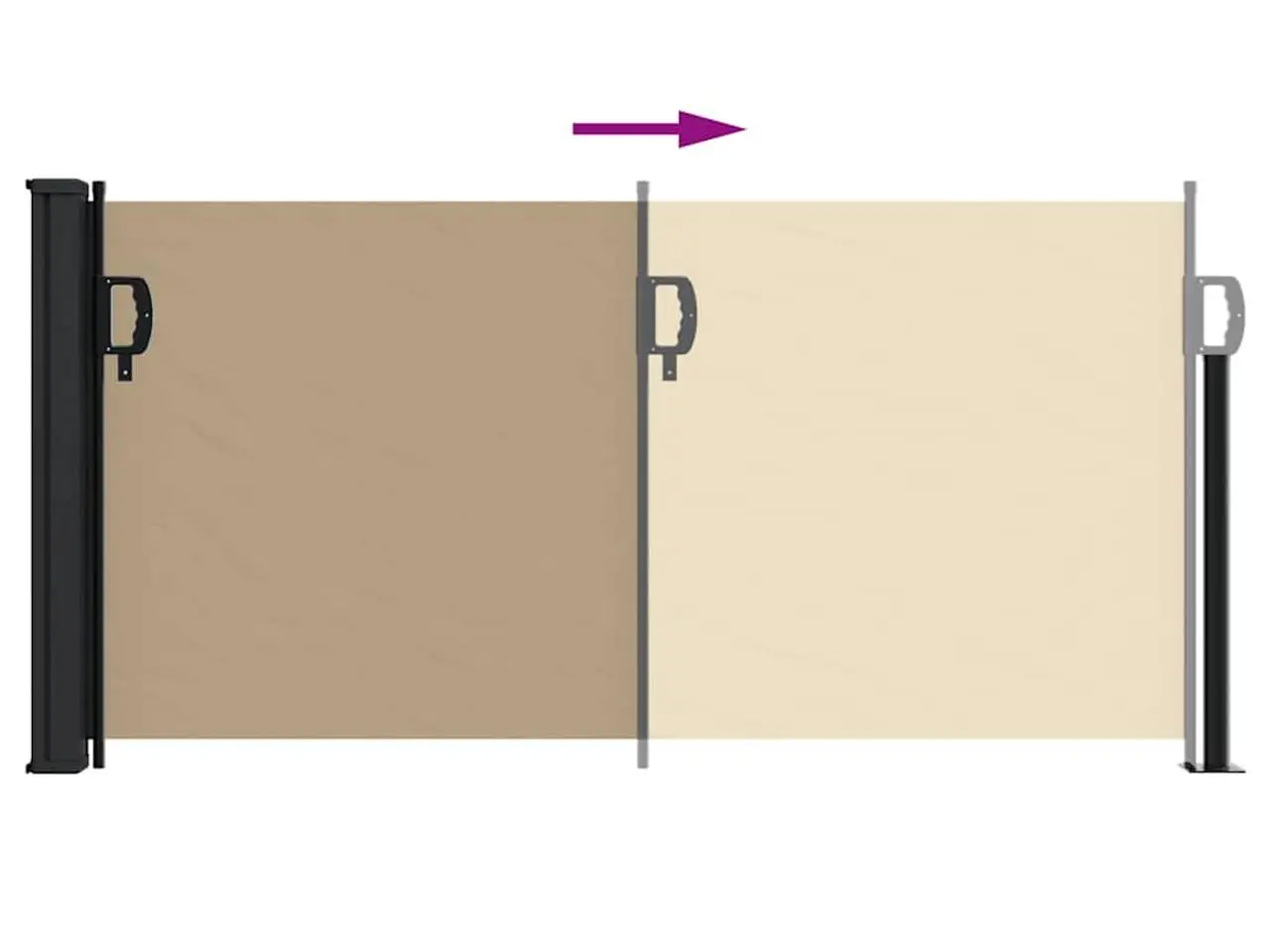 Billede 5 - Sammenrullelig sidemarkise 100x300 cm beige