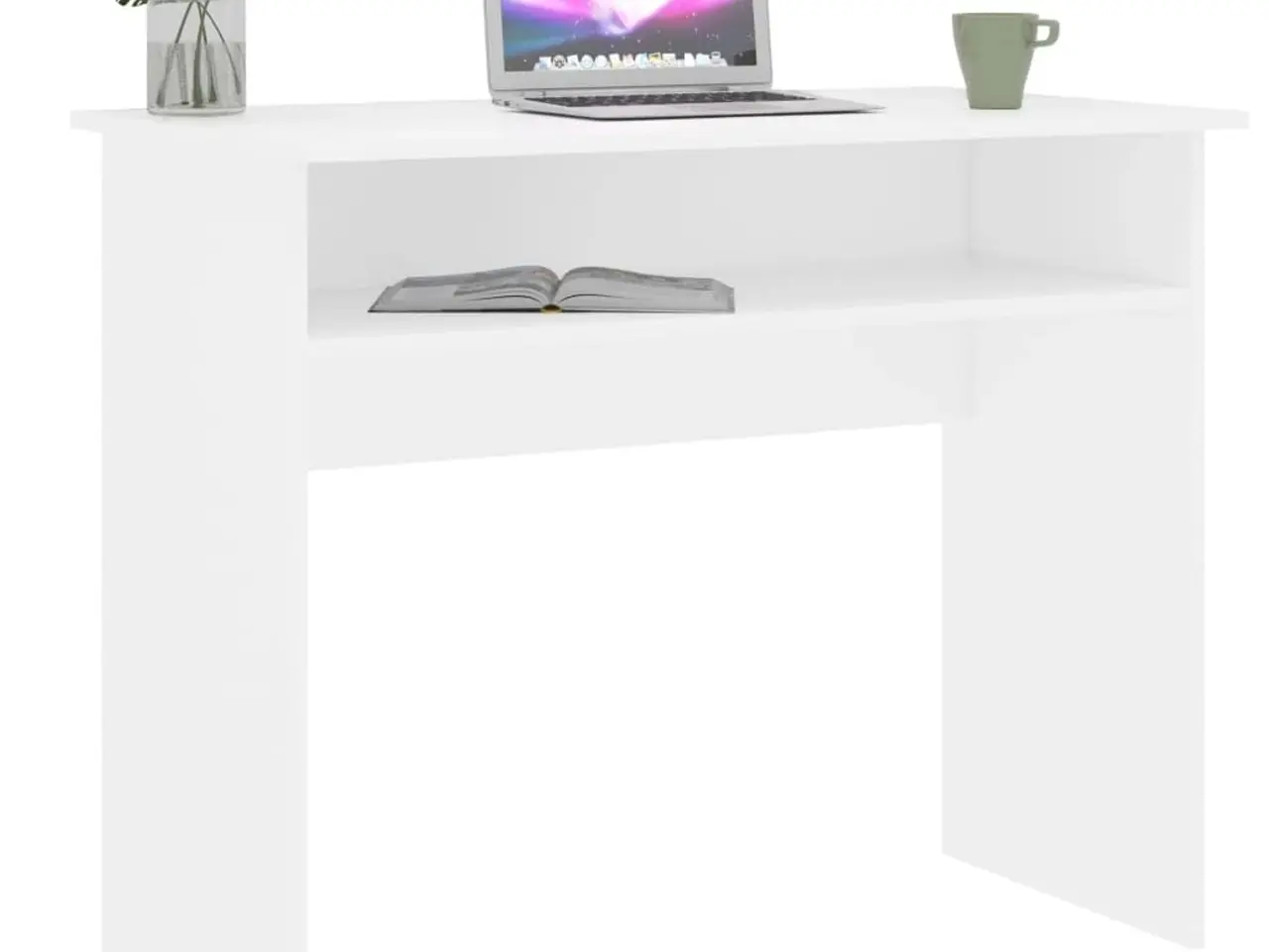 Billede 3 - Skrivebord 90x50x74 cm konstrueret træ hvid