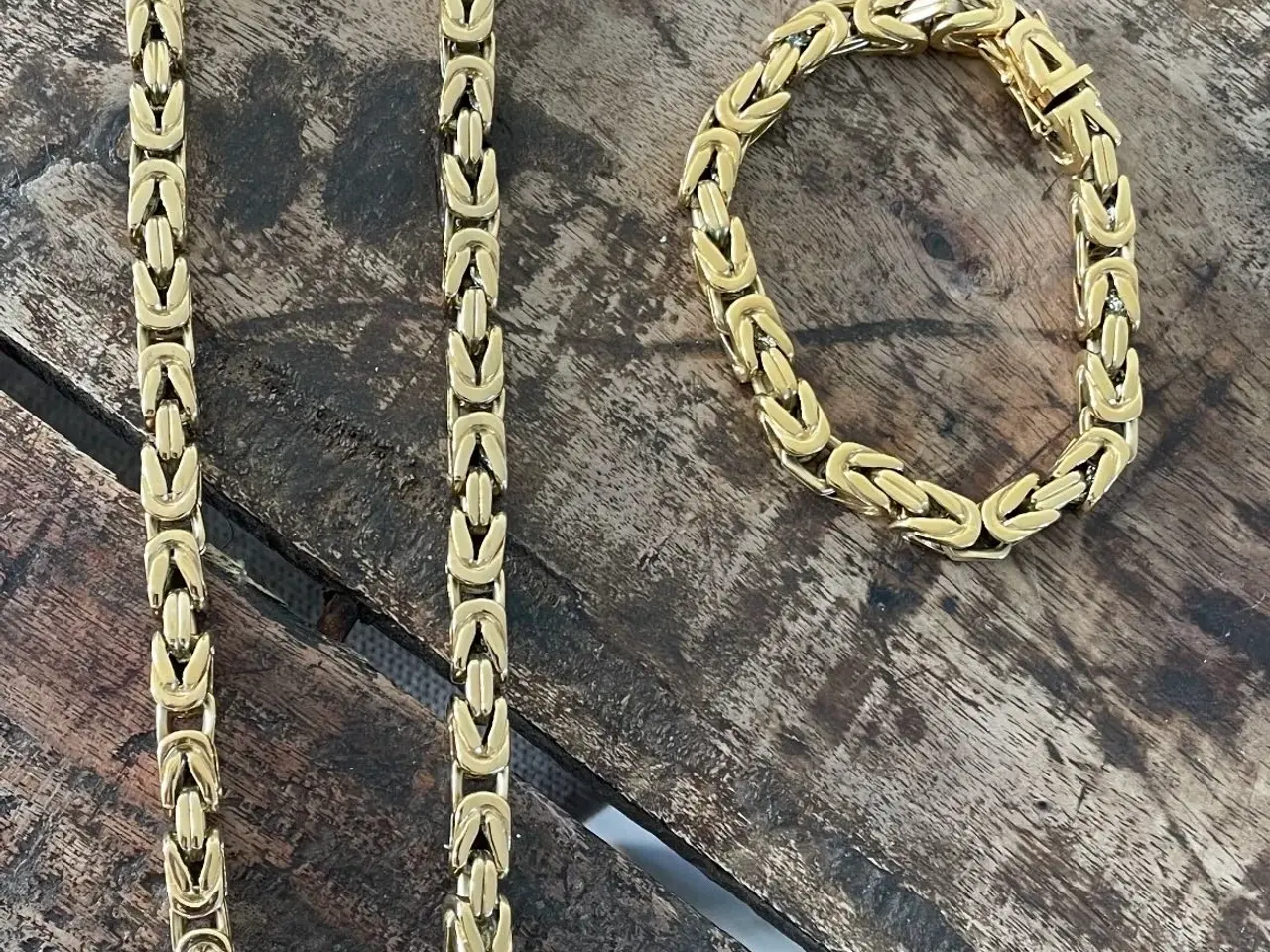 Billede 1 - 8mm 14kt goldfilled kongekæde sæt med kasselås