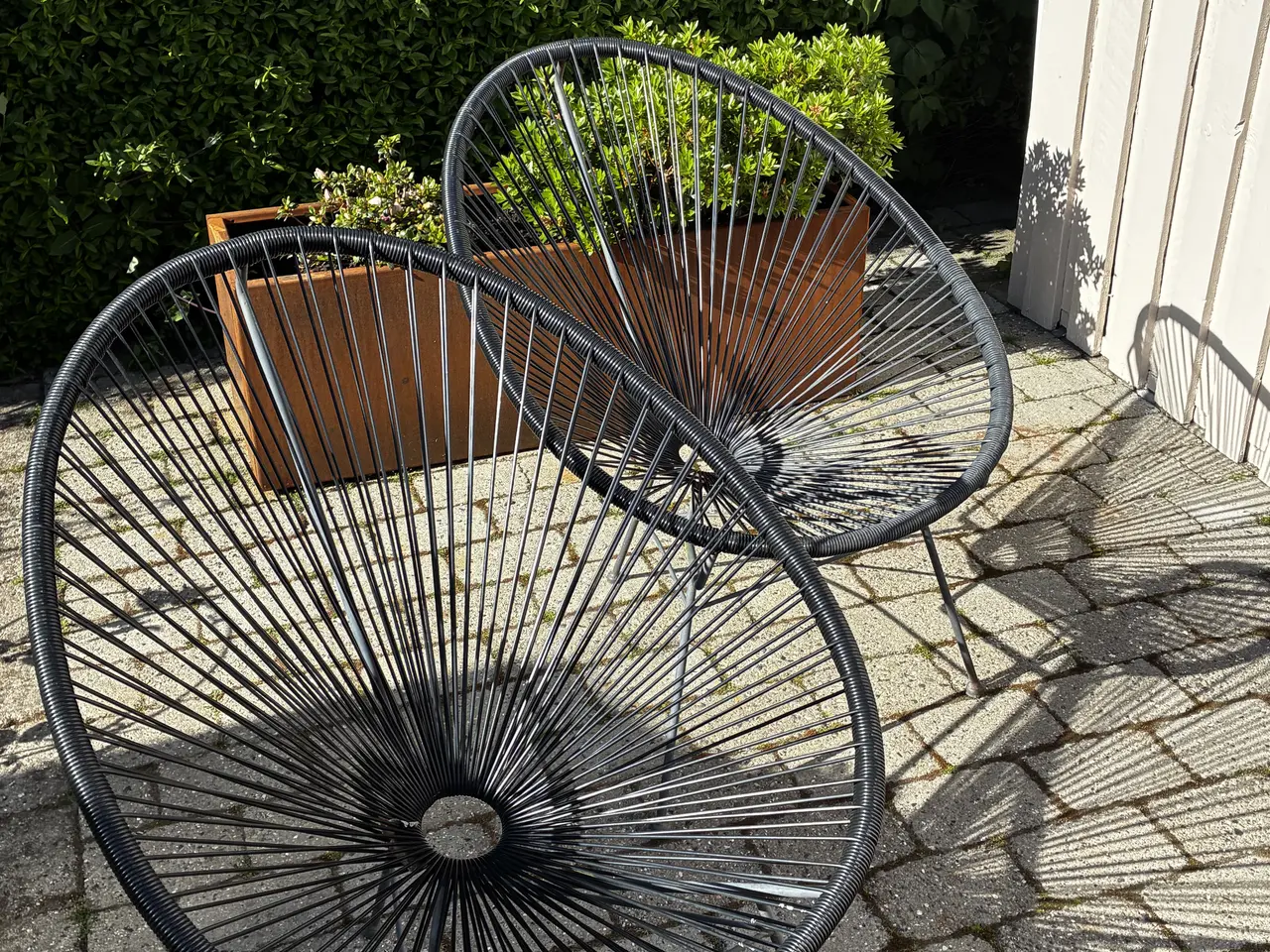 Billede 3 - Havestole i sort rattan plastflet og runde lounge